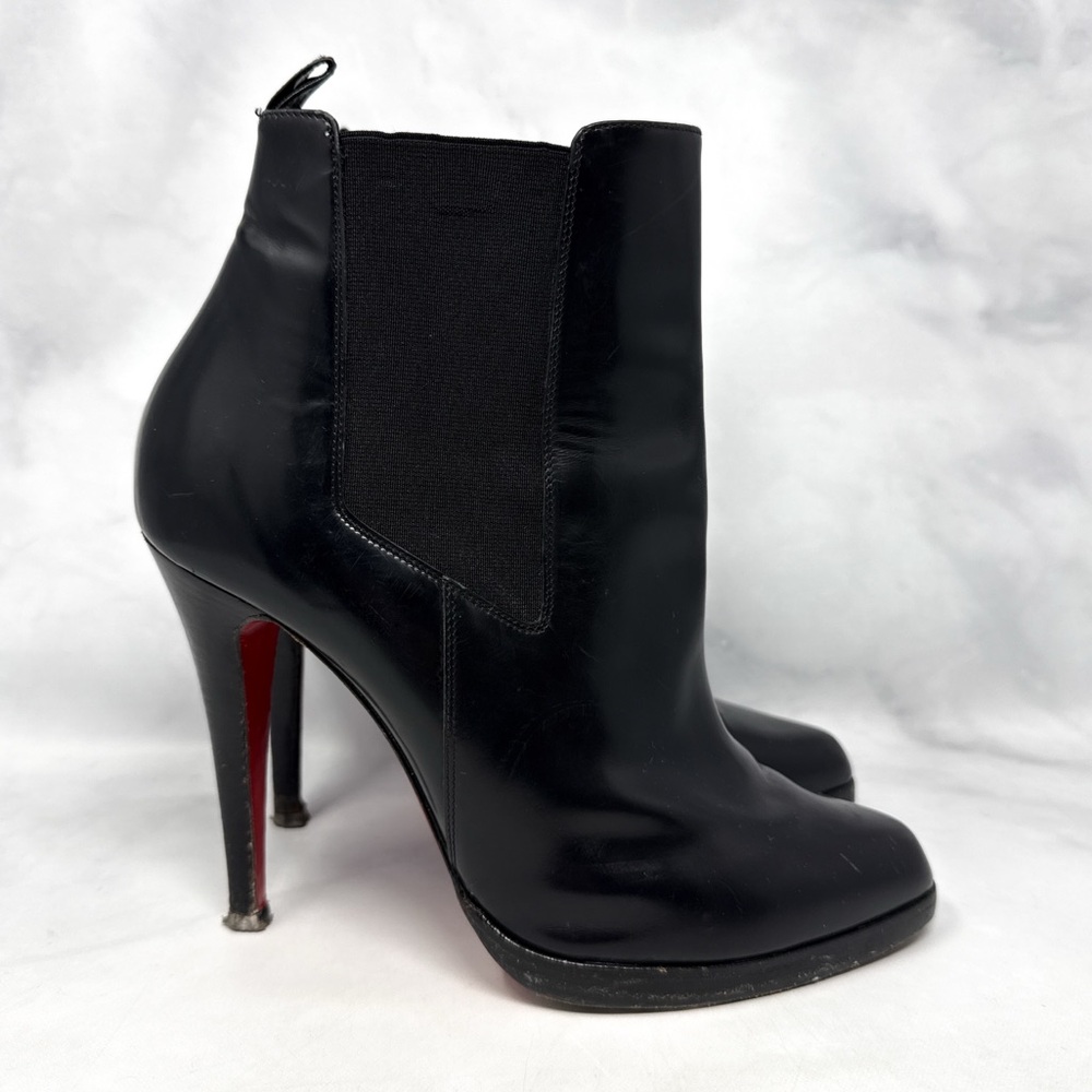 Christian Louboutin Bang Bang Leather Platform Heeled Ankle Bootie Boot Black 40